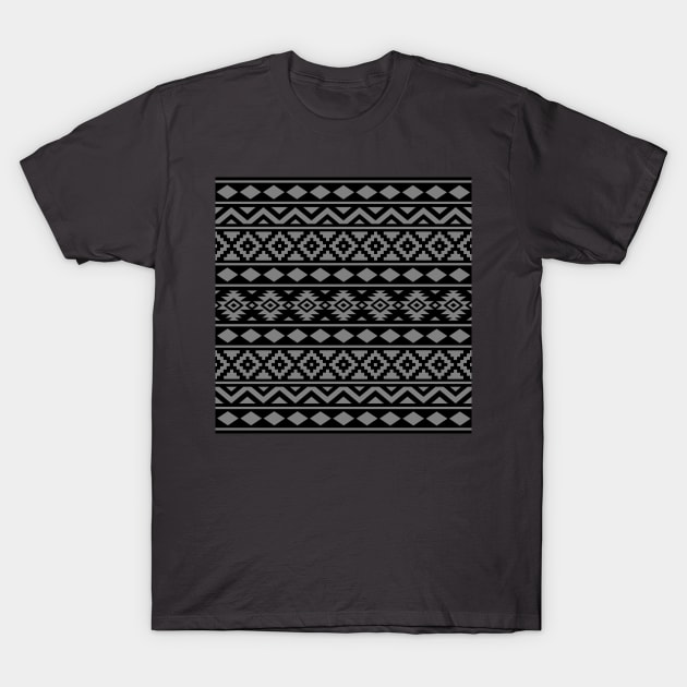 Aztec Essence Pattern Gray on Black T-Shirt by NataliePaskell